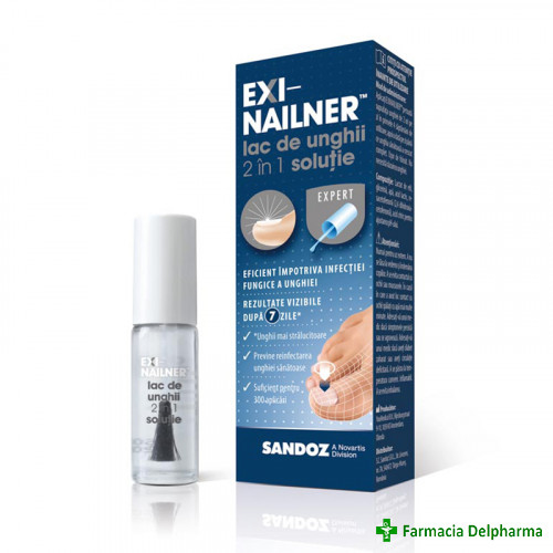 Exi Nailner lac de unghii 2 in 1 x 5 ml, Sandoz